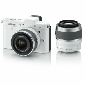 【中古】【非常に良い】Nikon ミラーレス一眼カメラ Nikon 1 (ニコンワン) V1 (ブイワン) ダブルズームキット ホワイト N1 V1WZ WH