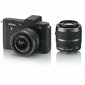 【中古】Nikon ミラーレス一眼カメラ Nikon 1 ニコンワン V1 ブイワン ダブルズームキット ブラック N1 V1WZ BK