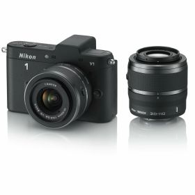 【中古】【非常に良い】Nikon ミラーレス一眼カメラ Nikon 1 (ニコンワン) V1 (ブイワン) ダブルズームキット ブラック N1 V1WZ BK