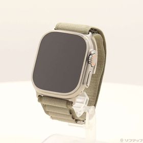 (中古)Apple Apple Watch Ultra 2 GPS + Cellular 49mm チタニウムケース オリーブアルパインループ(352-ud)