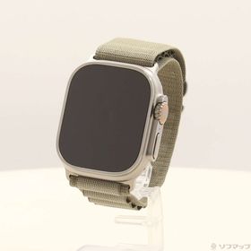 (中古)Apple Apple Watch Ultra 2 GPS + Cellular 49mm チタニウムケース オリーブアルパインループ(368-ud)