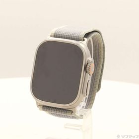 (中古)Apple Apple Watch Ultra 2 GPS + Cellular 49mm チタニウムケース グリーン/グレイトレイルループ(198-ud)