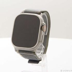 (中古)Apple Apple Watch Ultra 2 GPS + Cellular 49mm チタニウムケース グリーン/グレイトレイルループ(349-ud)