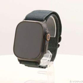 (中古)Apple Apple Watch Ultra 2 GPS + Cellular 49mm ブラックチタニウムケース ダークグリーンアルパインループ(349-ud)