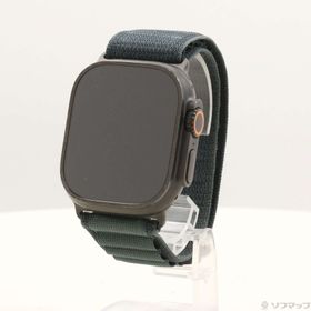 (中古)Apple Apple Watch Ultra 2 GPS + Cellular 49mm ブラックチタニウムケース ダークグリーンアルパインループ(377-ud)
