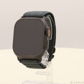 (中古)Apple (展示品) Apple Watch Ultra 2 GPS + Cellular 49mm ブラックチタニウムケース ダークグリーンアルパインループ(377-ud)