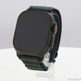 (中古)Apple (展示品) Apple Watch Ultra 2 GPS + Cellular 49mm ブラックチタニウムケース ダークグリーンアルパインループ(348-ud)