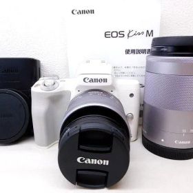 動作確認済み Canon EOS kiss M ダブルズームキット ■ 49mm 52mm ホワイト ミラーレス 一眼レフカメラ 望遠 高画質 キャノン □８Ｄ