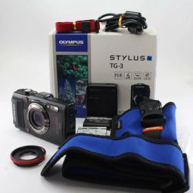 【中古】OLYMPUS デジタルカメラ STYLUS TG-3 Tough ブラック 1600万画素CMOS F2.0 15m防水 100kgf耐荷重 GPS+電子コンパス&内蔵Wi-Fi TG-3 BLK