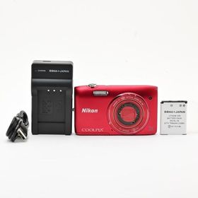 ＜難有品・ジャンク品＞ Nikon COOLPIX S3500 ラズベリーレッド｜液晶表示異常あり｜ピント不良｜装飾リング欠損