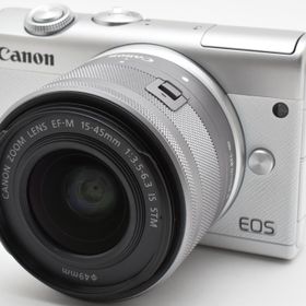キヤノン ミラーレス一眼 CANON EOS M200 レンズキット ホワイト 中古 美品 Wi-Fi Bluetooth スマホに送れる 新品SDカード付き 届いてす