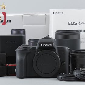 【中古】Canon キヤノン EOS Kiss M ダブルズームキット ブラック 元箱付き