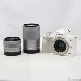 (中古)Canon EOS Kiss M ホワイト ダブルズームキット(344-ud)