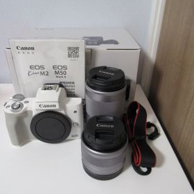 【動作確認済み】CANON EOS kiss M2 ホワイト ダブルズームキット EF-M15-45 IS STM / EF-M55-200 IS STM
