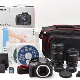 ★極上品★Canon キャノン EOS Kiss X7 ダブルズームキット レンズ 55-250mm 1:4-5.6/18-55mm 1:3.5-5.6 ＜ショット数224枚＞★ A73