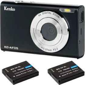 【中古】（新古品） ケンコー(Kenko) コンパクトデジタルカメラ KC-AF05ST バッテリー2個セット有効画素数800万画素 オートフォーカス デジタルズーム4倍 2.7K動画撮影 144237 ブラック