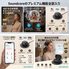 【最強翌日配送/365日出荷】Anker Soundcore Liberty 4 ブラック 完全ワイヤレスイヤホン アンカー ノイズキャンセリング Bluetooth 5.3 高音質 マイク付き 通話 ブルートゥース イヤホン スマホ iPhone Android RSL 正規品 公式 プレゼント