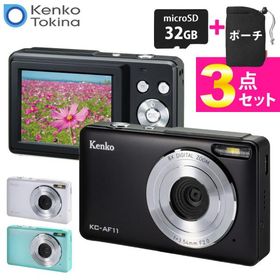 ケンコー コンパクトデジタルカメラ KC-AF11 ブラック ホワイト グリーン SDカード＆ポーチ付き セット