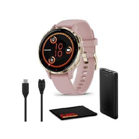 Garmin Venu 3S Advanced Fitness and Health Tracker Smart Watch Soft Gold Stainless Steel Bezel with Dust Rose Case 41MM Silicone and 1.2 Inch AMOLED T