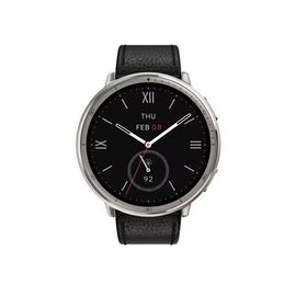 アマズフィット(Amazfit) SP170073-C225 ブラック Amazfit Active 2 Round ブラックレザープレミアムバージョン スマートウォッチ