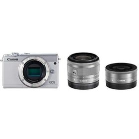 【中古】「非常に良い（無料延長保証）」Canon ミラーレス一眼カメラ EOS M100 ダブルレンズキット ホワイト EOSM100WH-WLK(ミラーレス一眼)