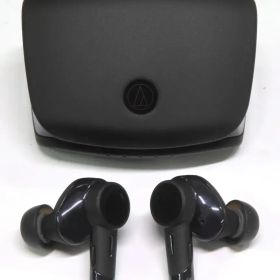 【中古】ヘッドフォン audio-technica Bluetooth 完全ワイヤレスイヤホン ノイズキャンセリング搭載 (ブラック) [ATH-TWX9MK2BK]