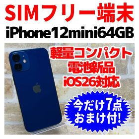 SIMフリー iPhone12mini 64GB ブルー 新品電池