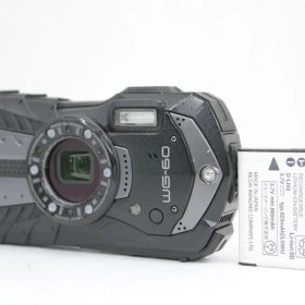 【返品保証】 リコー Ricoh WG-60 ブラック 5x バッテリー付き コンパクトデジタルカメラ e8821