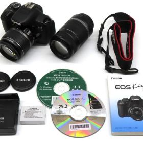 【中古】カメラ Canon デジタル一眼レフカメラ EOS Kiss X6i EF-S18-55mm F3.5-5.6 IS II・EF-S55-250mm F4-5.6 IS II Wズームキット 1800万画素 [KISSX6i-WKIT] (状態：各種付