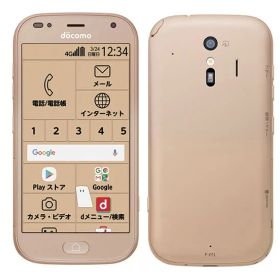 【中古】Bランク【やや傷や汚れあり】 SIMフリー F-01L FUJITSU(富士通） らくらくスマートフォン me ゴールド 利用制限〇(白ロム) 送料無料