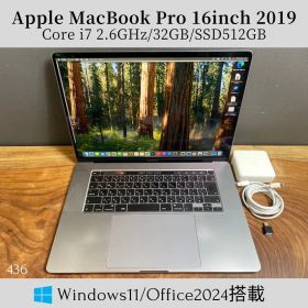 ［新品バッテリー/美品］ Apple MacBook Pro 16inch 2019/ Core i7 2.6GHz/32GB/SSD512GB/Windows11/Office 2024/436