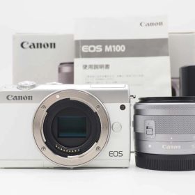 キャノン Canon EOS M100 24.2MP Digital Camera 15-45mm Lens White 元箱 [新品同様] #Z6068A