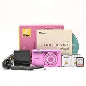 ＜美品＞ Nikon COOLPIX S3600 アザレアピンク｜デジタルカメラ｜2005万画素｜光学8倍ズーム｜動作良好｜外観非常に綺麗｜バッテリー2個付属｜8GB SDカード付き