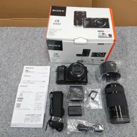 【中古】 美品！ SONY ソニー α6000 ILCE-6000Y ブラック ミラーレス 一眼 16-50mm 55-210mm ダブルズームレンズキット