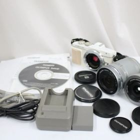 【返品保証】 【シャッター5437回】オリンパス Olympus PEN Lite E-PL7 ホワイト14-42mm 40-150mm ミラーレス一眼 e12120