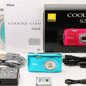 【超美品 保障付 動作確認済】Nikon ニコン COOLPIX S3300 ターコイズブルー 20.1MP コンパクト デジタルカメラ 元箱付 #V520
