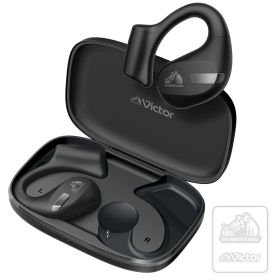【在庫セール】ワイヤレスイヤホン Bluetooth HA-NP50T-BA オープンイヤー 耳をふさがない ながら聴き Victor マルチポイント 耳掛け 最大38時間再生 JVCケンウッド マイク付き ブラック ステッカー付