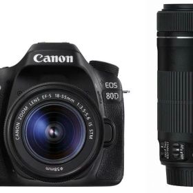 【中古】Canon デジタル一眼レフカメラ EOS 80D ダブルズームキット EF-S18-55 IS STM/EF-S55-250 IS STM付属 EOS80D-WKIT