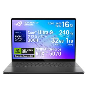 ASUS ゲーミングノートパソコン ROG Zephyrus G16 GU606AP GU606AP-U9R5070G 16インチ 2,560×1,600 240Hz 有機EL グレア Core Ultra 9 386H RTX5070 メモリ : 32GB SSD : 1TB Windows 11 Home 64ビット ノートPC エクリプスグレー 0199291504394-ds