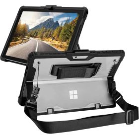 【新品】 Surface Go 4/Go 3/Go 2/Go ケース 透明 耐衝撃 軽量 薄型 肩掛けストラップ ハンドストラップ & ペンホルダー付き おしゃれ キーボードなし サーフェス ゴー Go 4 Go 3 Go2 GoカバーSurface Go 第