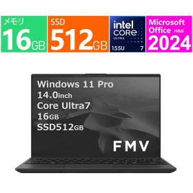 富士通 ノートパソコン 14 型(インチ) FMV LIFEBOOK UH-X/J3 FMVUXJ3B [ピクトブラック] インテル Core Ultra 7 155U(Meteor Lake) 1.7GHz/12コア メモリ：16GB SSD：512GB Windows 11 Pro Office付き 展示品