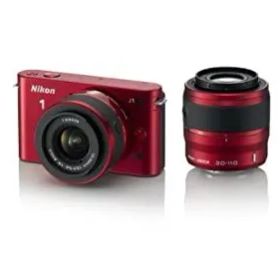 【中古】「非常に良い」Nikon ミラーレス一眼カメラ Nikon 1 (ニコンワン) J1 (ジェイワン) ダブルズームキット レッド N1 J1WZ RD