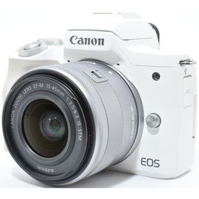 キヤノン ミラーレス一眼 CANON EOS Kiss M2 レンズキット ホワイト 中古 Wi-Fi Bluetooth スマホに送れる 新品SDカード付き 届いてすぐに使える 動画 長期保証