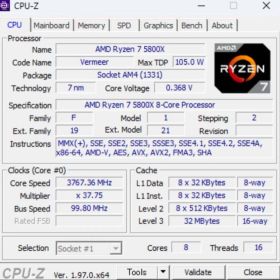 AMDRyzen7 5800X & MSI RTX 3070 TiゲーミングPC