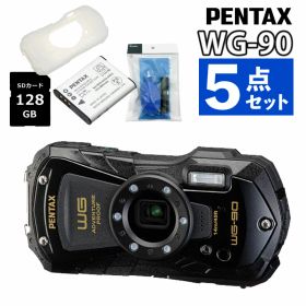 （レビュー特典あり）ペンタックス デジタルカメラ ブラック WG-90 ブラック 黒 防水 防塵 防滴 アウトドア リコー PENTAX（プロテクター・SD・バッテリー・クリーナー付き）