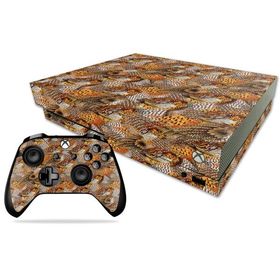 MightySkins Xbox One X コンボ 用ビニールスキン「Pheasant Feathers」保護スキン 着脱簡単