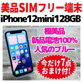 美品 SIMフリー iPhone12mini 128GB ブルー 新品電池