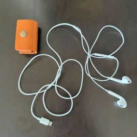 Apple EarPods Lightning端子 とレザー製コードホルダー