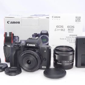 シャッター数4000回以下！Canon キャノン EOS Kiss M2 ダブルレンズキット ブラック KISSM2BK-WLK