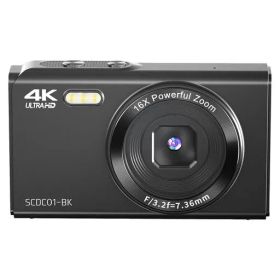 SACCONNECTデジタルカメラSCDC01-BK(4K対応約1300万画素CMOSセンサーオートフォーカススマイル検出2.8インチIPS液晶16倍デジタル